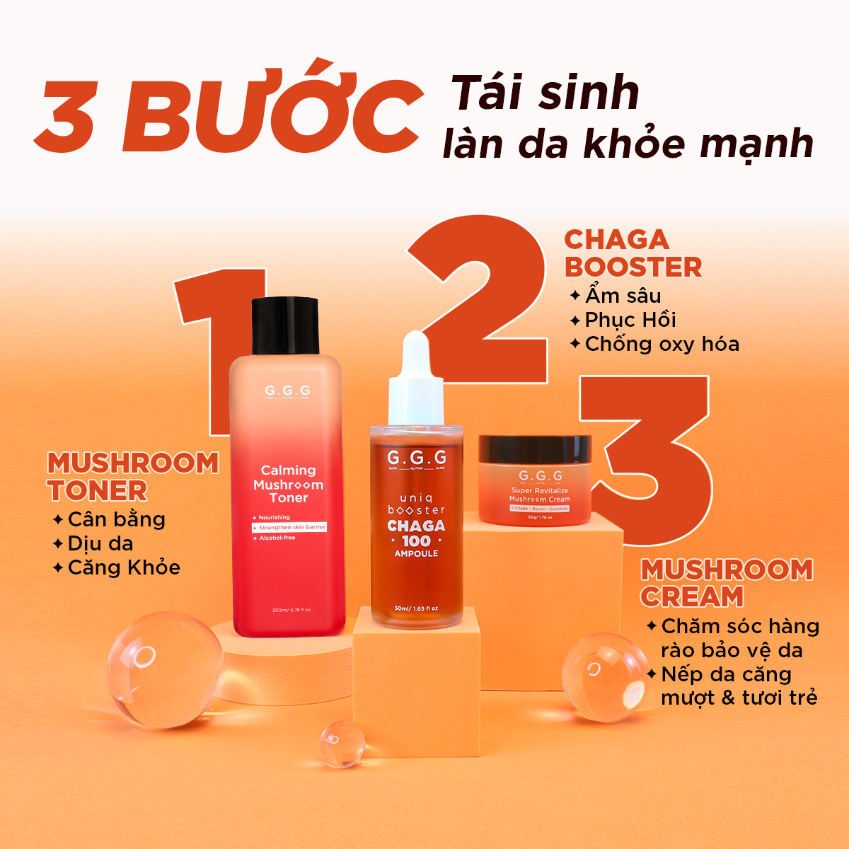 Mô tả Toner Nấm Không Cồn Cấp ẩm Dịu Da Tức Thì - G.G.G Calming Mushroom Toner 200ml - 9