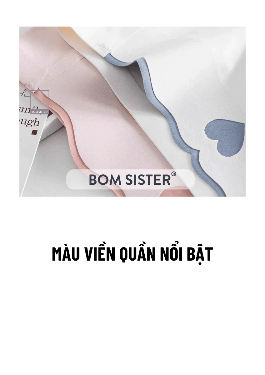 Mô tả Quần lót nữ không viền, quần chip nữ siêu mỏng, họa tiết trái tim không đường may BOM SISTER Q23880 - 2