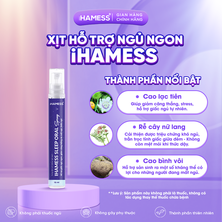 Mô tả Xịt ngủ iHAMESS vị bạc hà, Xịt ngủ ngon melatonin hỗ trợ điều hòa nhịp sinh học giấc ngủ 15ml - 4
