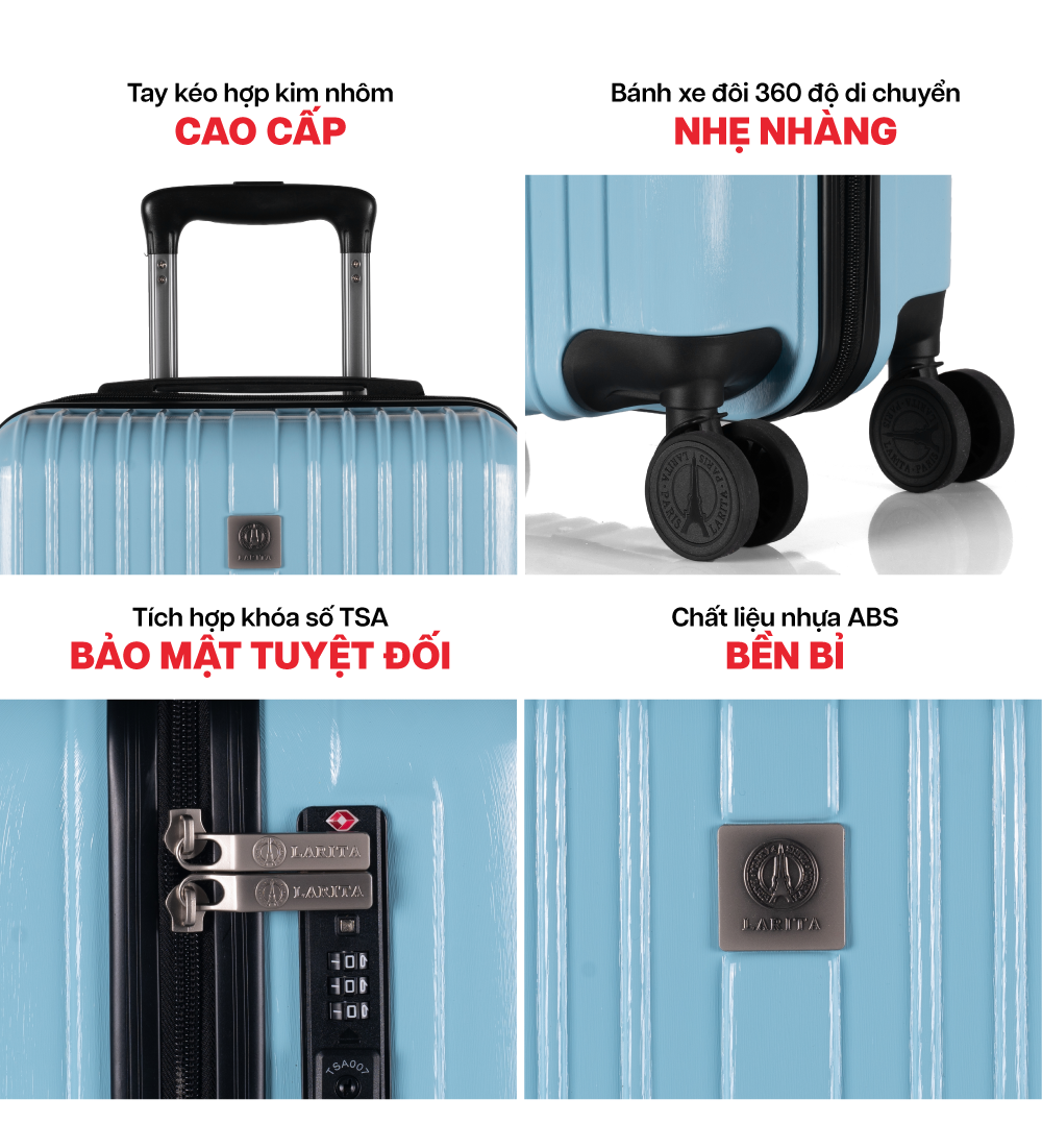 Mô tả Vali Kéo MIAvn Du Lịch Larita TOSA - Size S 20inch, Nhựa ABS Cứng Cáp Bền Bỉ, Khoá TSA - 2