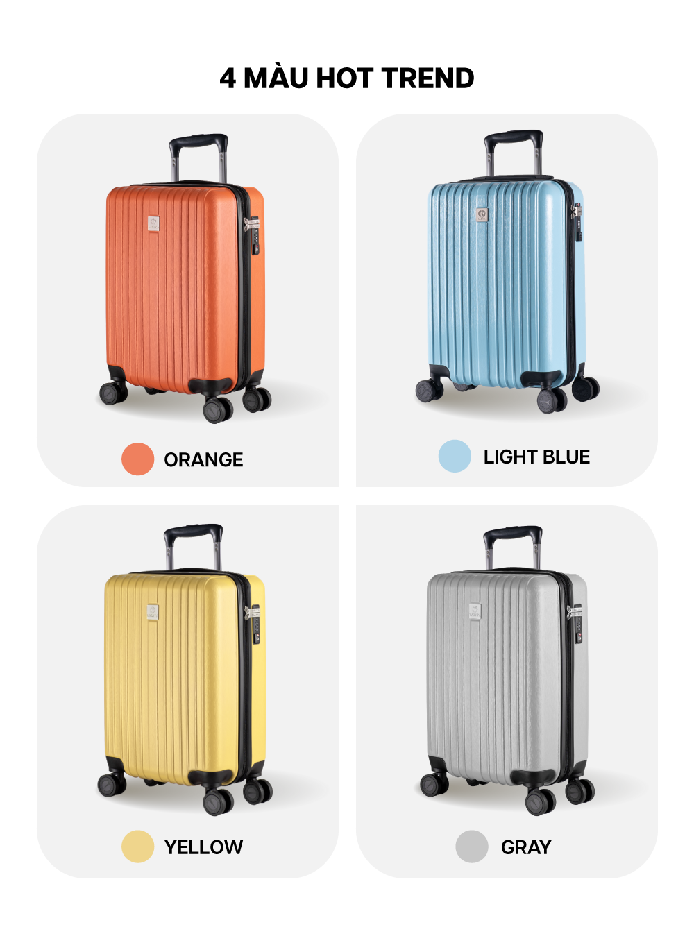 Mô tả Vali Kéo MIAvn Du Lịch Larita TOSA - Size S 20inch, Nhựa ABS Cứng Cáp Bền Bỉ, Khoá TSA - 3