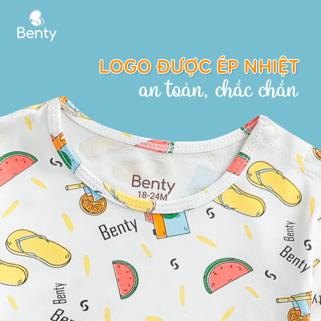 Mô tả Bộ cộc tay cài vai BENTY full họa tiết mới bé trai bé gái, bộ đồ trẻ em mặc hè phong cách Hàn - 5