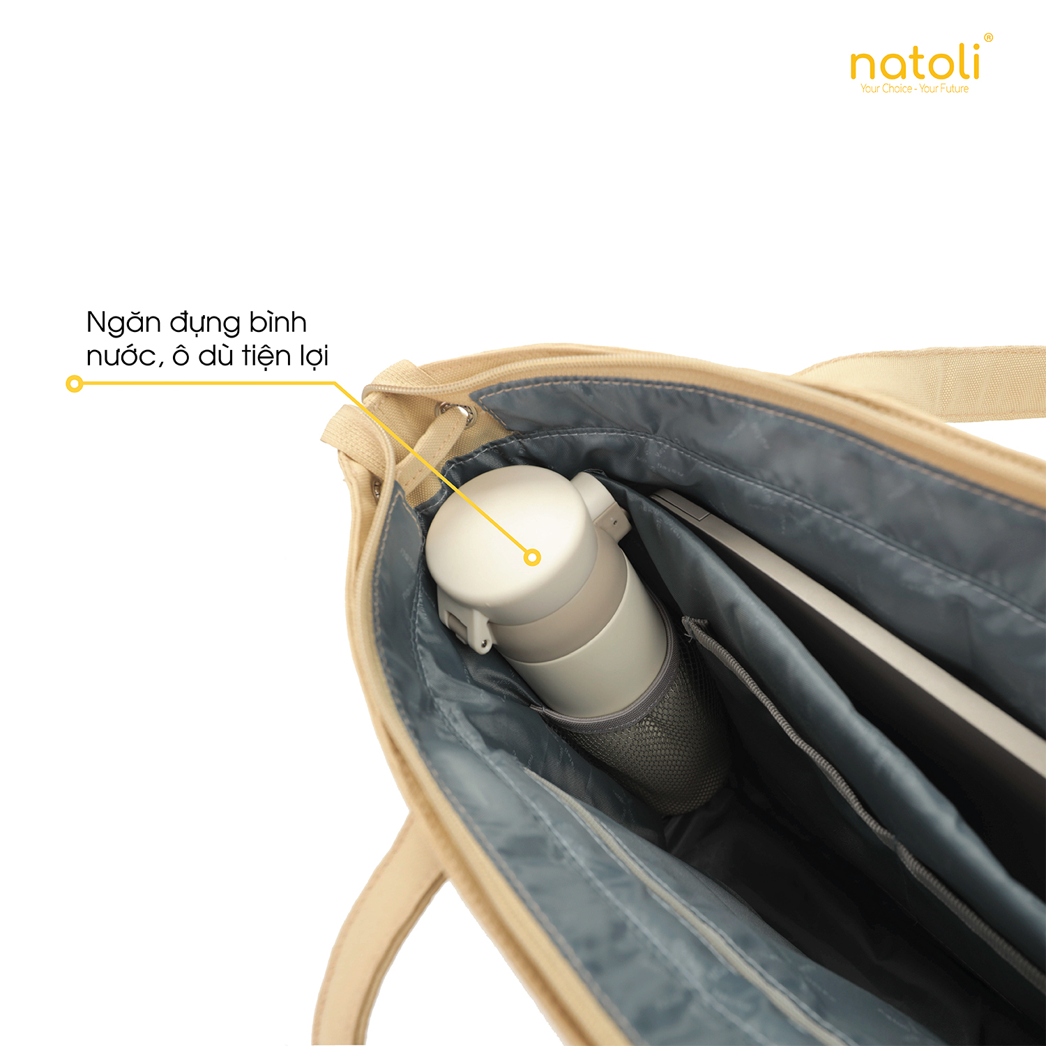 Mô tả Túi tote nữ nhiều ngăn NATOLI, 2 mặt đeo vai đựng laptop cao cấp - BST Elegant Edge Bag T19 - 5