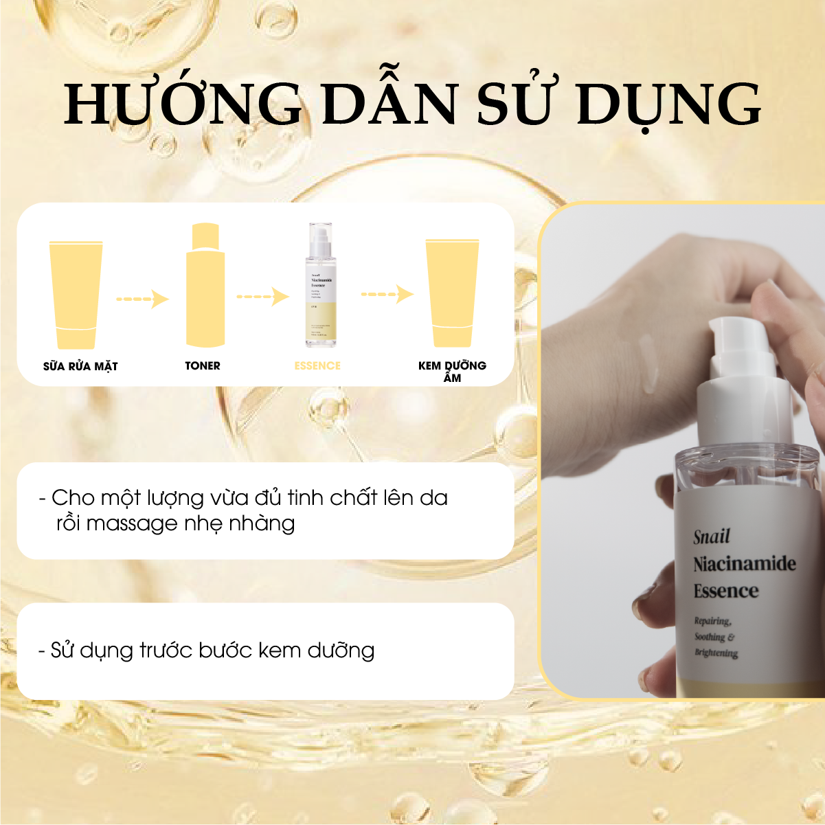 Mô tả Tinh Chất Phục Hồi Và Làm Dịu Da Chiết Xuất 95% Dịch Tiết Ốc Sên + 2,8% Niacinamide 4PM Snail Niacinamide Essence 100ml - 1