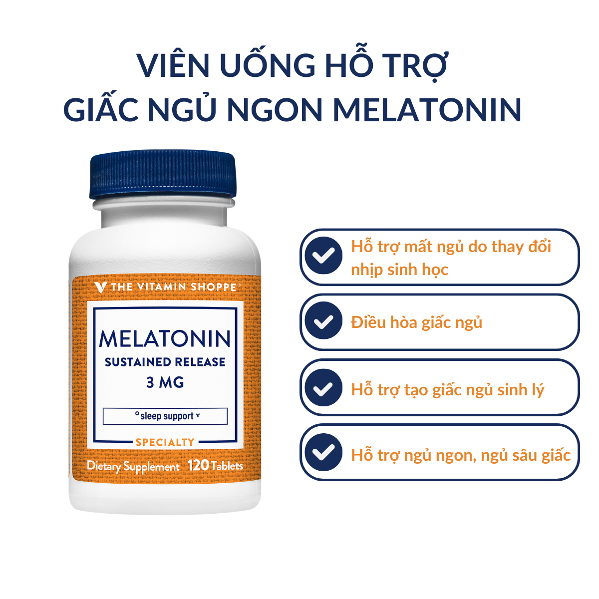 Mô tả Viên uống hỗ trợ giấc ngủ ngon Melatonin giải phóng kéo dài Melatonin Sustained Release 3 MG - 1