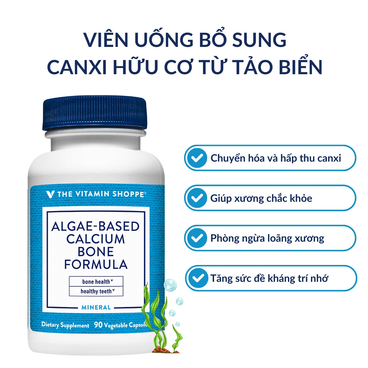 Mô tả Viên uống bổ sung canxi hữu cơ, chiết xuất tảo biển Algae-Based Calcium Bone Formula - 1