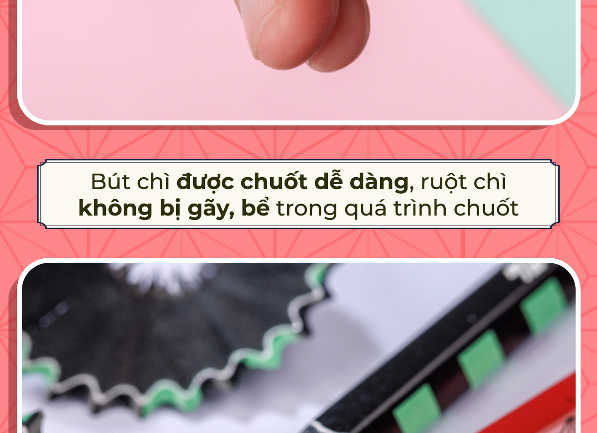 Mô tả BÚT CHÌ GỖ ĐEN NHÂN VẬT DEMON SLAYER THIÊN LONG - Gỗ cao cấp, dễ chuốt, không gãy -  GP-030/DS - 8