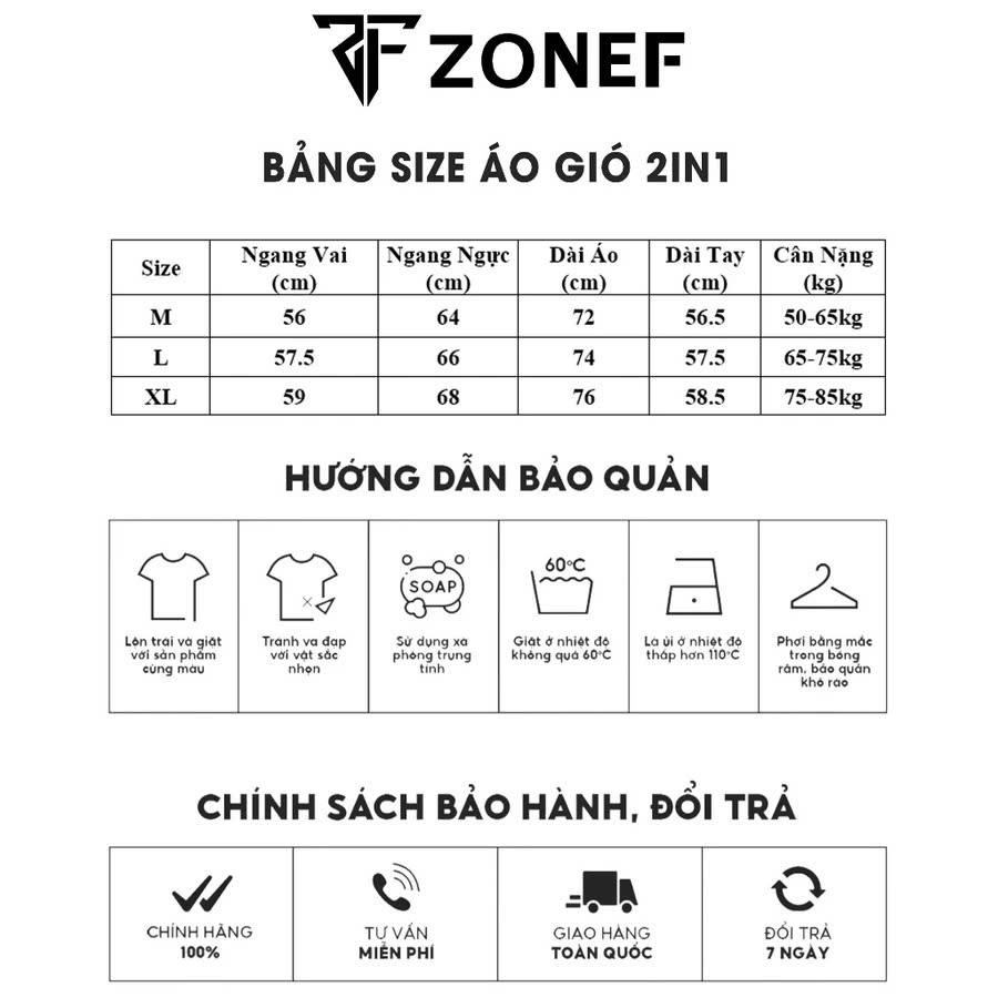 Áo Khoác Gió 2 Mặt ZoneF Unisex Form Rộng Chất Liệu Vải Gió Tráng Bạc ...