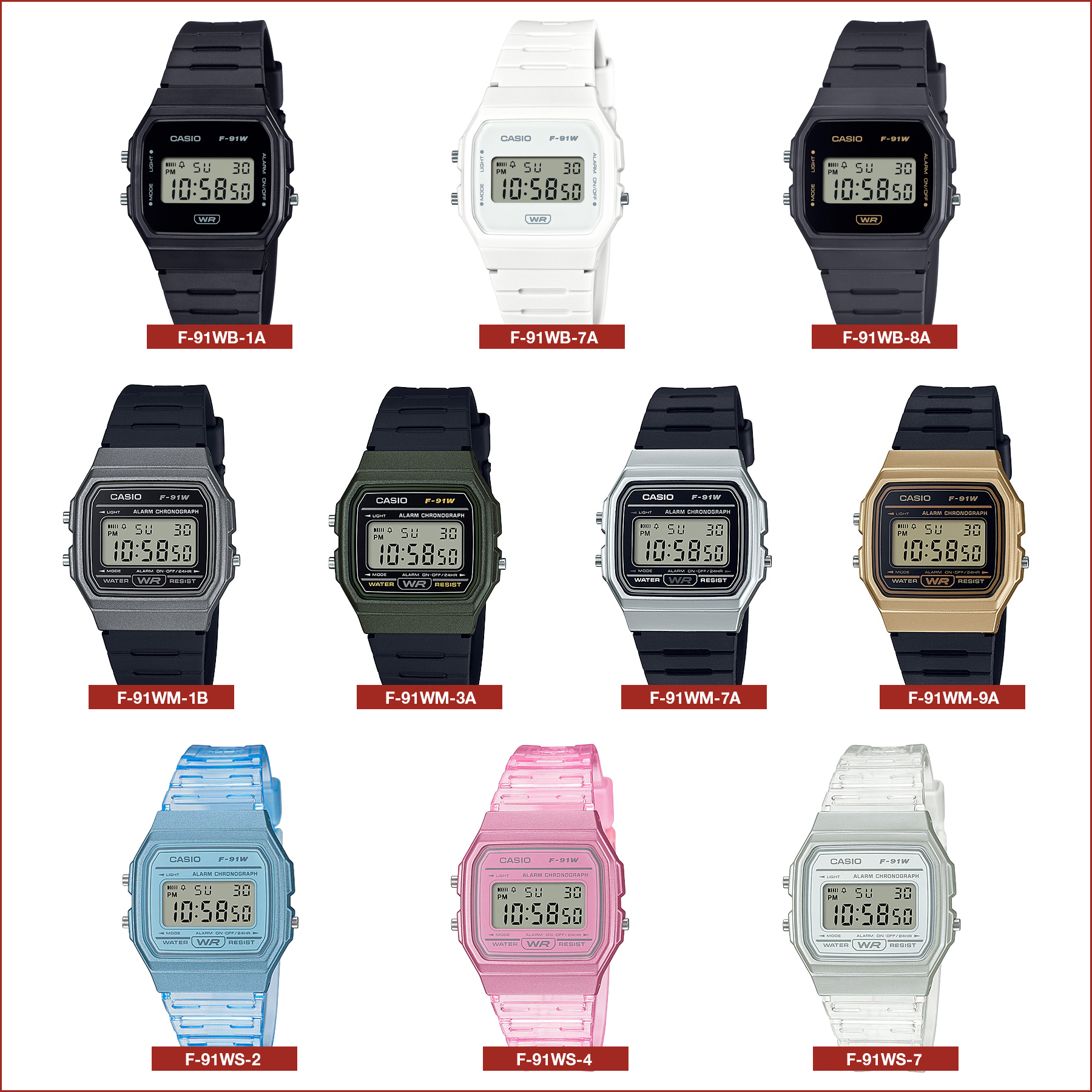 Mô tả Đồng hồ unisex dây nhựa Casio chính hãng F-91 (35mm) (tay nam nhỏ và nữ) - 1