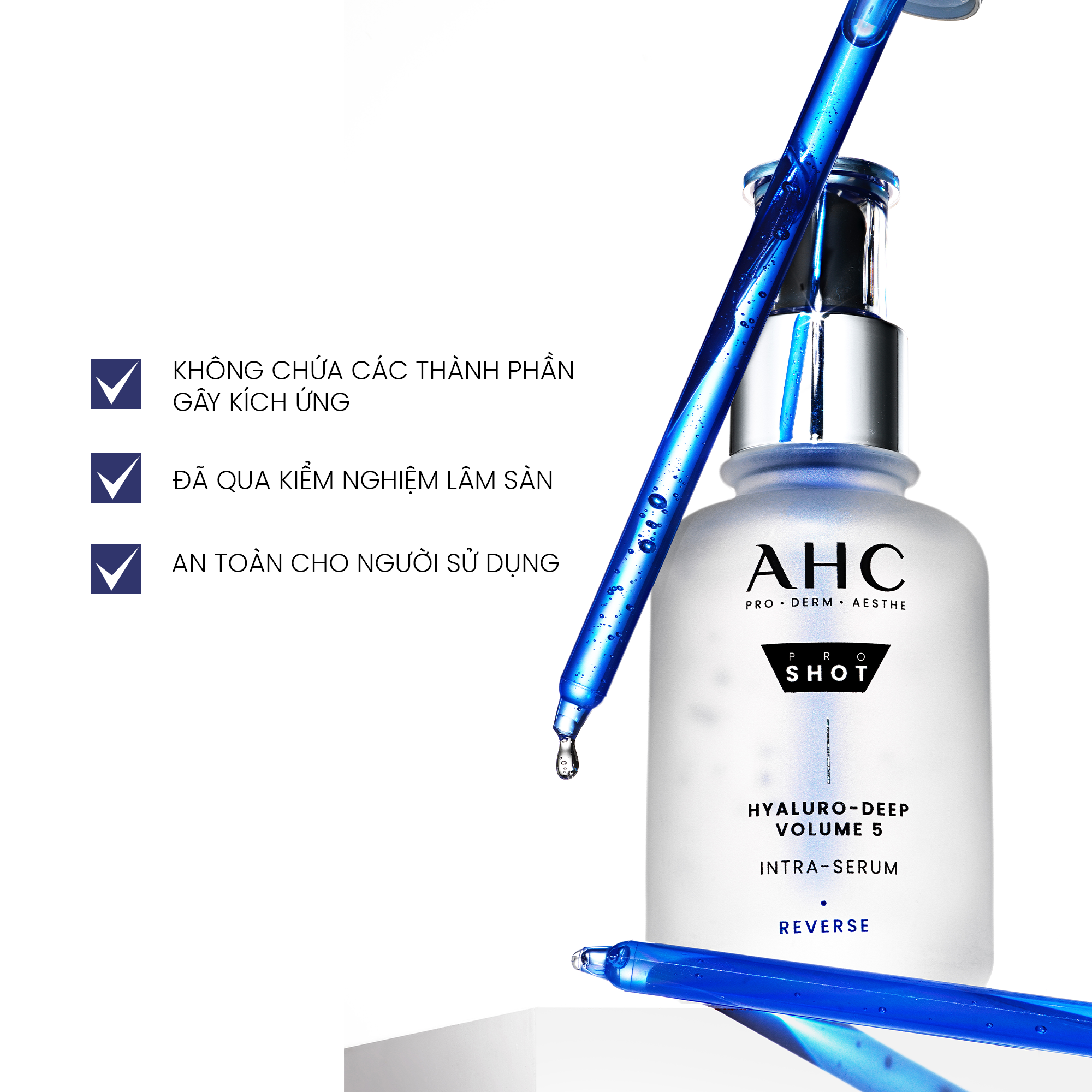 Mô tả Tinh chất Serum căng bóng mờ nếp nhăn PROSHOT HYALURO-DEEP VOLUME 5 AHC 4 40ML - 10