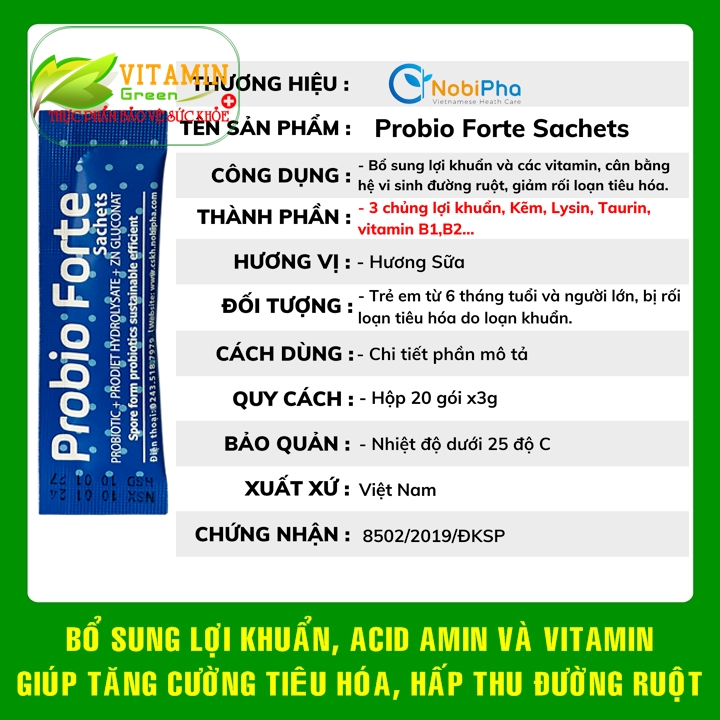 Men vi sinh dạng gói Probio Forte bổ sung lợi khuẩn và các vitamin giúp ...