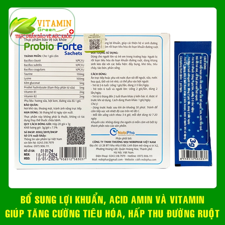 Men vi sinh dạng gói Probio Forte bổ sung lợi khuẩn và các vitamin giúp ...