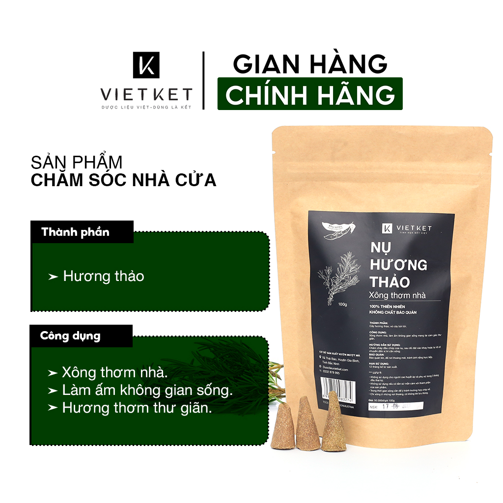 OCOP BẮC NINH: Nhang Nụ Trầm Hương Thảo Mộc Hương Thảo VIETKET 100g - Xông Nhà Tẩy Uế, Thư Giãn Tinh Thần