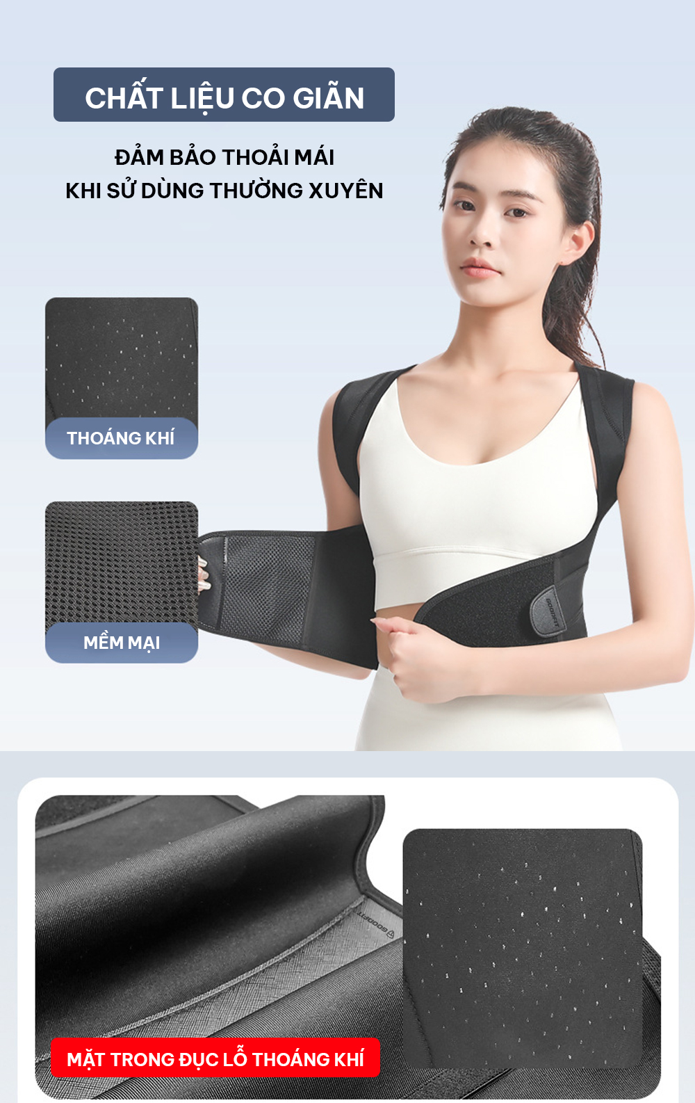 Mô tả Đai chống gù lưng nam, nữ, trẻ em hỗ trợ cải thiện vóc dáng chính hãng GoodFit GF716P - 6