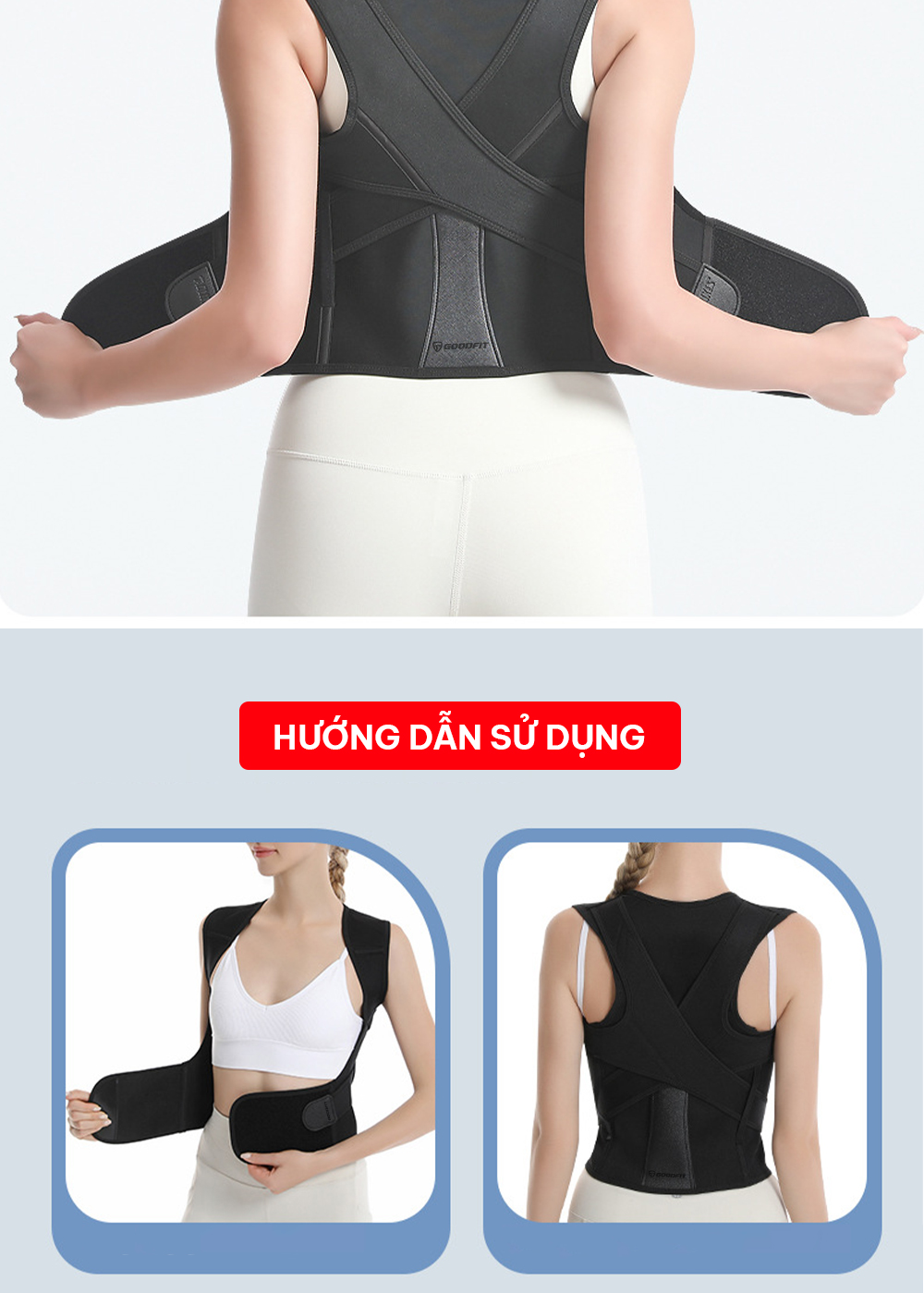 Mô tả Đai chống gù lưng nam, nữ, trẻ em hỗ trợ cải thiện vóc dáng chính hãng GoodFit GF716P - 11