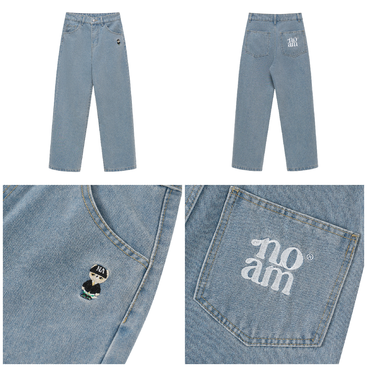 Mô tả Quần Jean Ống rộng NOAM Nafox Unisex - Màu Xanh/ Đen - 3