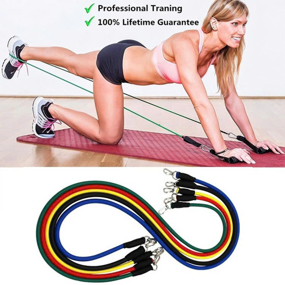 Mô tả Bộ 5 Dây Kháng Lực Dây Đàn Hồi Ngũ Sắc Tập Thể Hình Tập Gym Toàn Thân Đa Năng Chống Đứt Móc Sắt Chính Hãng Amalife - 2