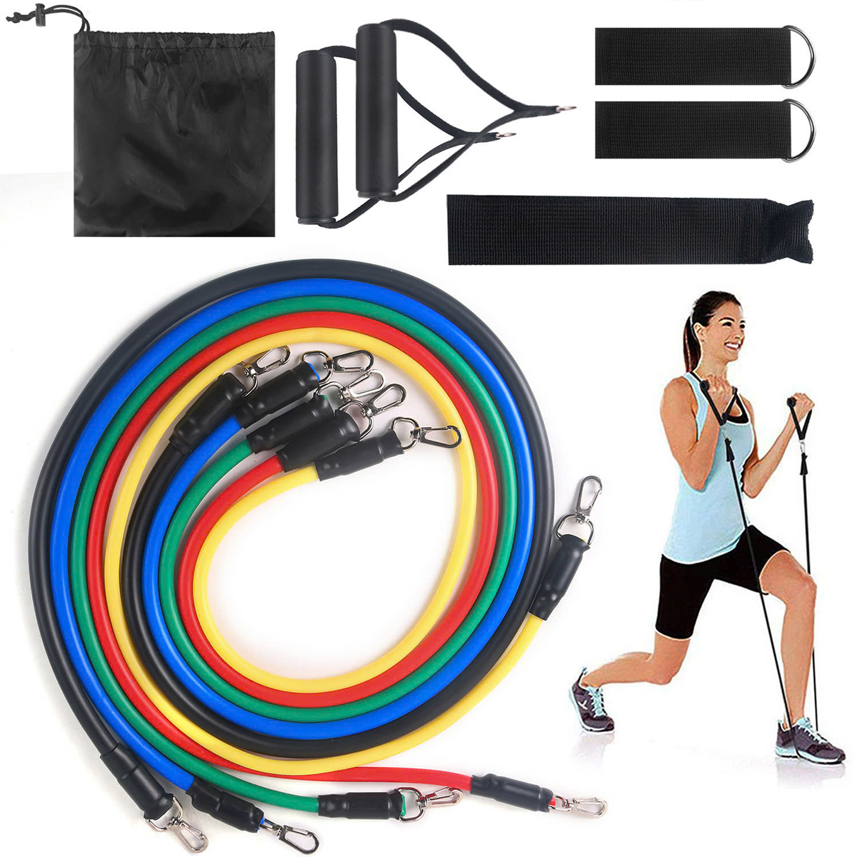 Mô tả Bộ 5 Dây Kháng Lực Dây Đàn Hồi Ngũ Sắc Tập Thể Hình Tập Gym Toàn Thân Đa Năng Chống Đứt Móc Sắt Chính Hãng Amalife - 3