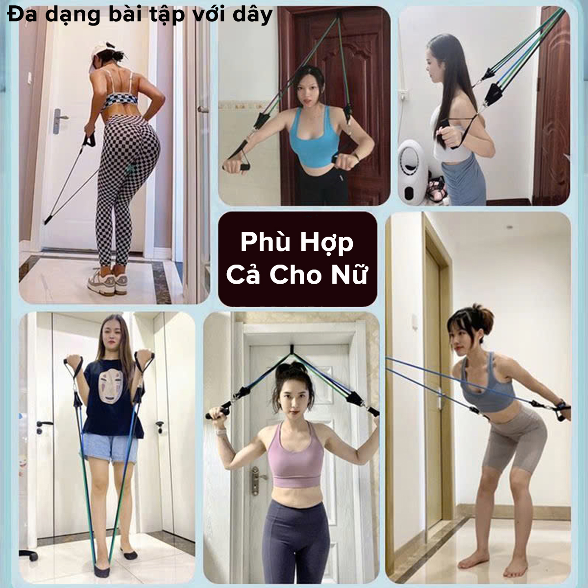 Mô tả Bộ 5 Dây Kháng Lực Dây Đàn Hồi Ngũ Sắc Tập Thể Hình Tập Gym Toàn Thân Đa Năng Chống Đứt Móc Sắt Chính Hãng Amalife - 5