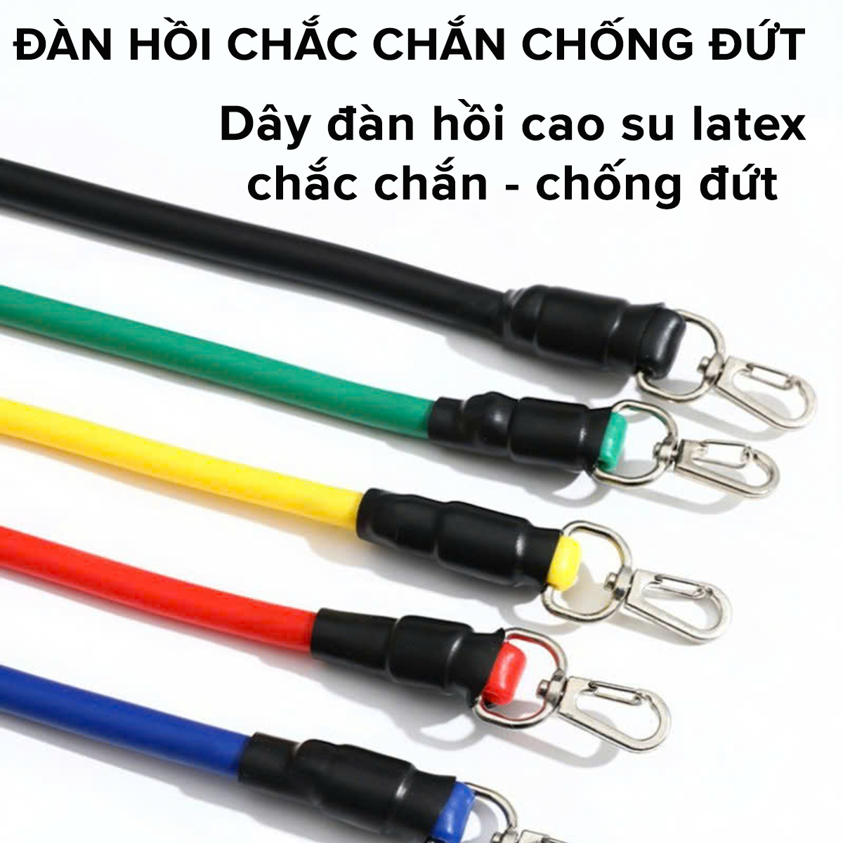 Mô tả Bộ 5 Dây Kháng Lực Dây Đàn Hồi Ngũ Sắc Tập Thể Hình Tập Gym Toàn Thân Đa Năng Chống Đứt Móc Sắt Chính Hãng Amalife - 6