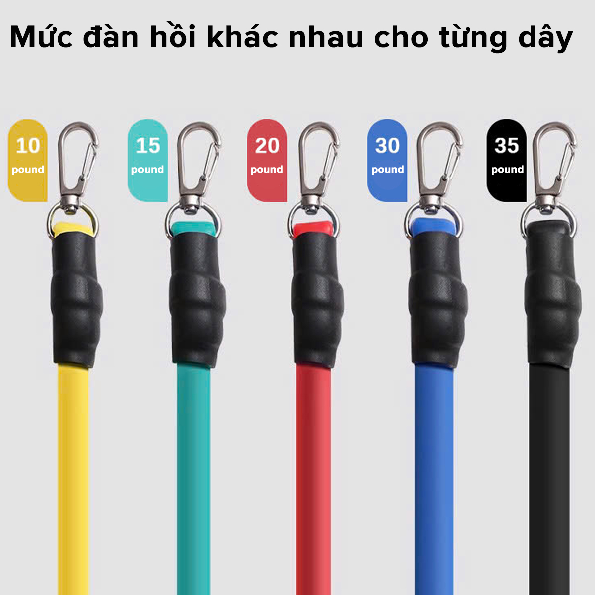 Mô tả Bộ 5 Dây Kháng Lực Dây Đàn Hồi Ngũ Sắc Tập Thể Hình Tập Gym Toàn Thân Đa Năng Chống Đứt Móc Sắt Chính Hãng Amalife - 7
