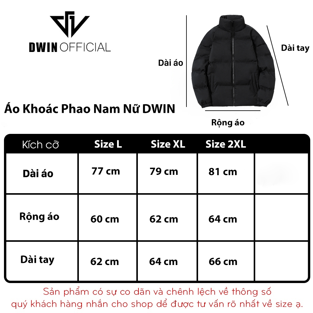 Mô tả Áo khoác phao nam nữ DWIN local brand form oversize cổ cao unisex trần bông dày dặn siêu ấm - 1