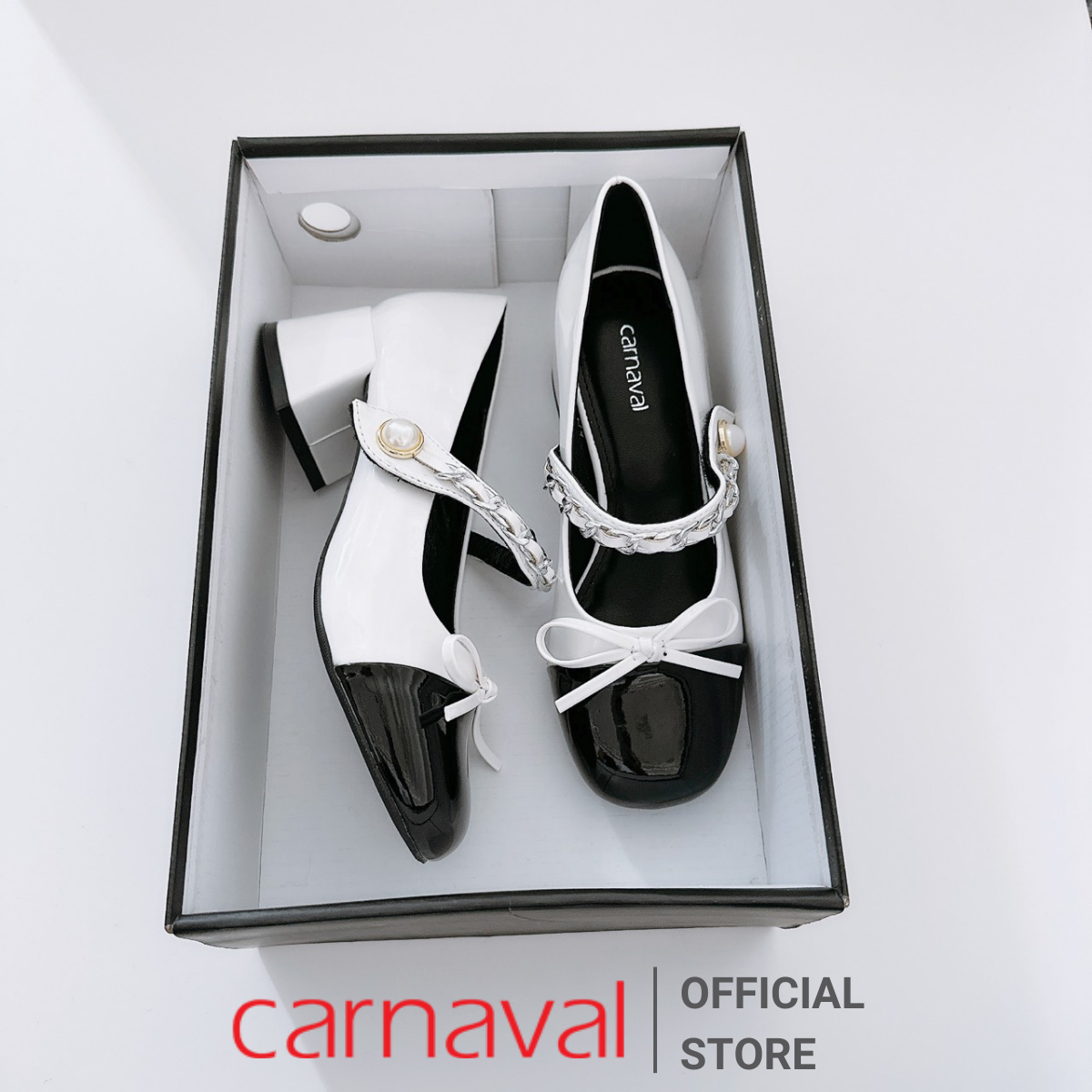 Mô tả Giày Nữ Cao Gót Kiểu Dáng Búp Bê Trang Trí Nơ, Quai Gài Đính Ngọc Trai Carnaval Siểu Xinh - VS83 - 4