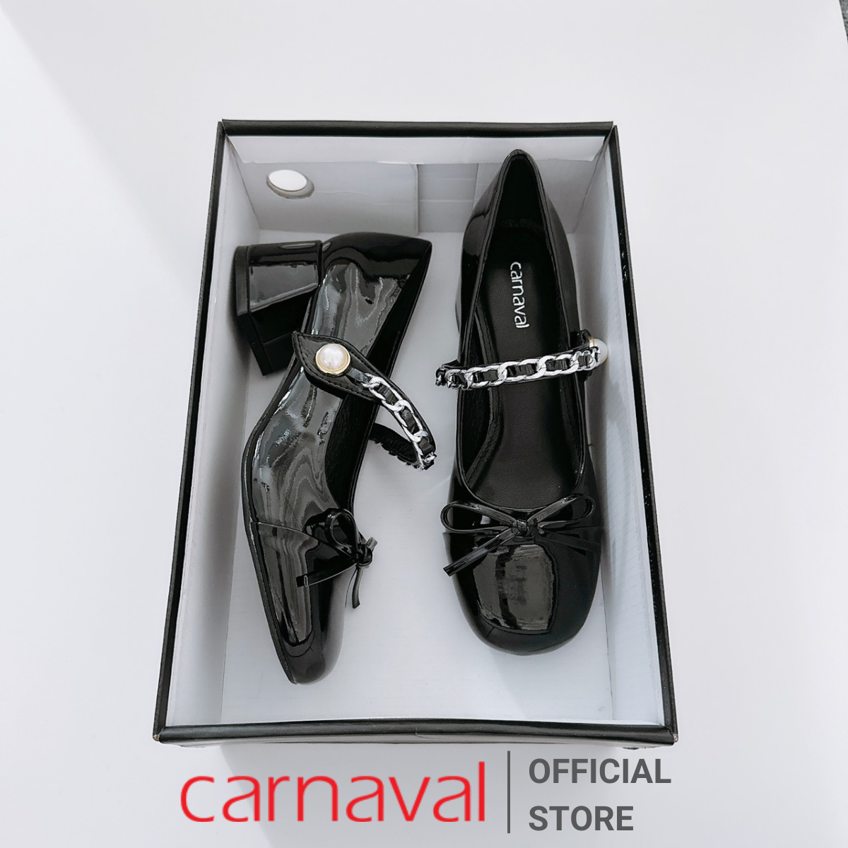 Mô tả Giày Nữ Cao Gót Kiểu Dáng Búp Bê Trang Trí Nơ, Quai Gài Đính Ngọc Trai Carnaval Siểu Xinh - VS83 - 3