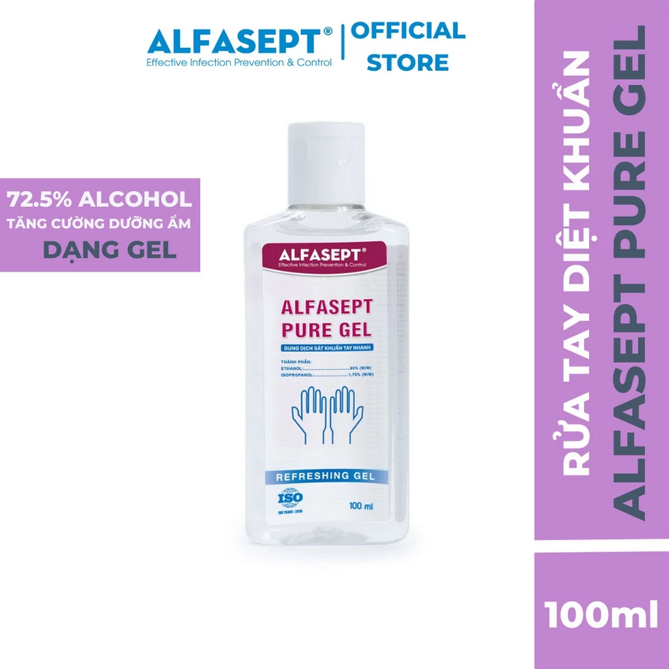 Mô tả Gel Rửa Tay Khô ALFASEPT Pure Gel Phù Hợp Cho Da Nhạy Cảm, Giúp Diệt Khuẩn, Tăng Cường Dưỡng Ẩm Lọ 100ml - 2