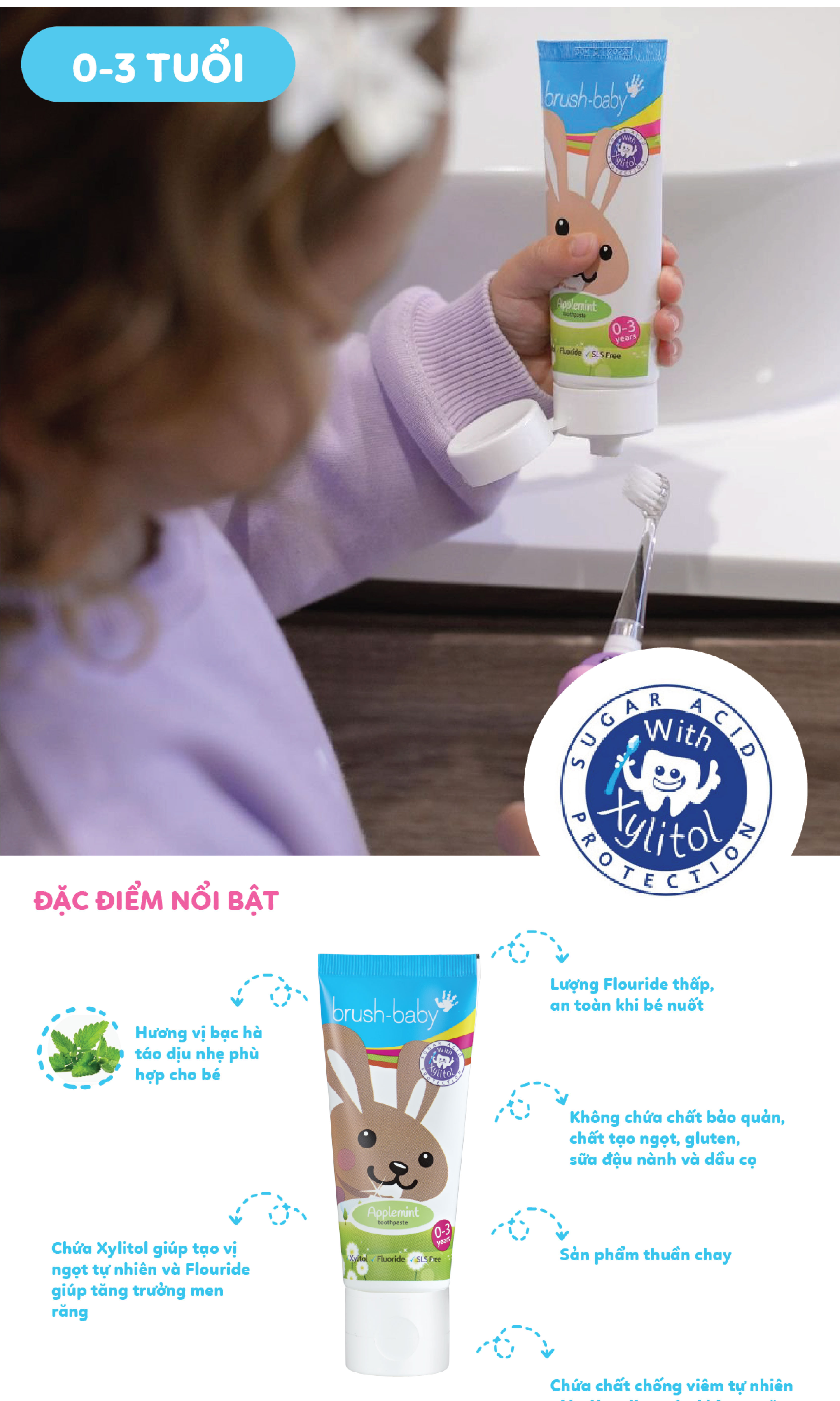 Mô tả Brush-Baby Kem đánh răng có Fluoride cho bé ở mọi độ tuổi 50ml - 2