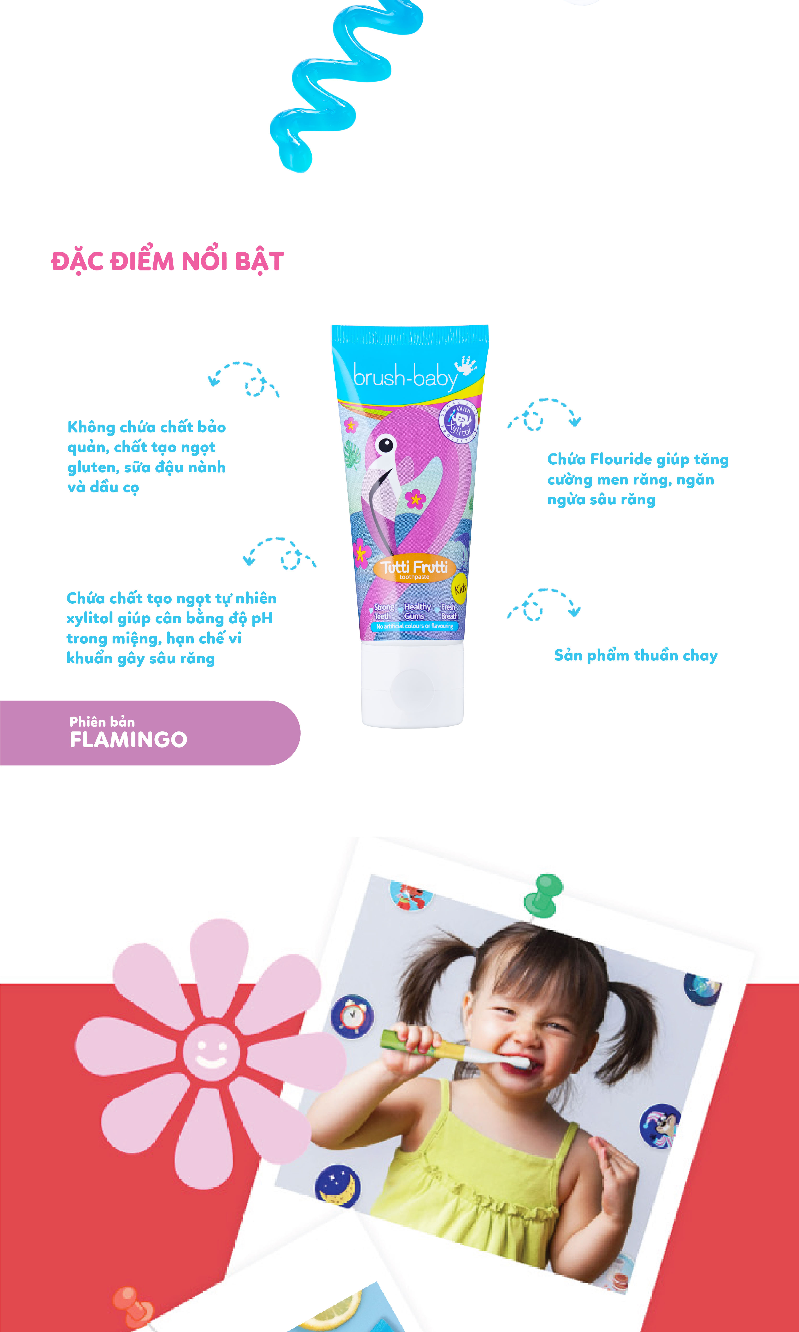 Mô tả Brush-Baby Kem đánh răng có Fluoride cho bé ở mọi độ tuổi 50ml - 7