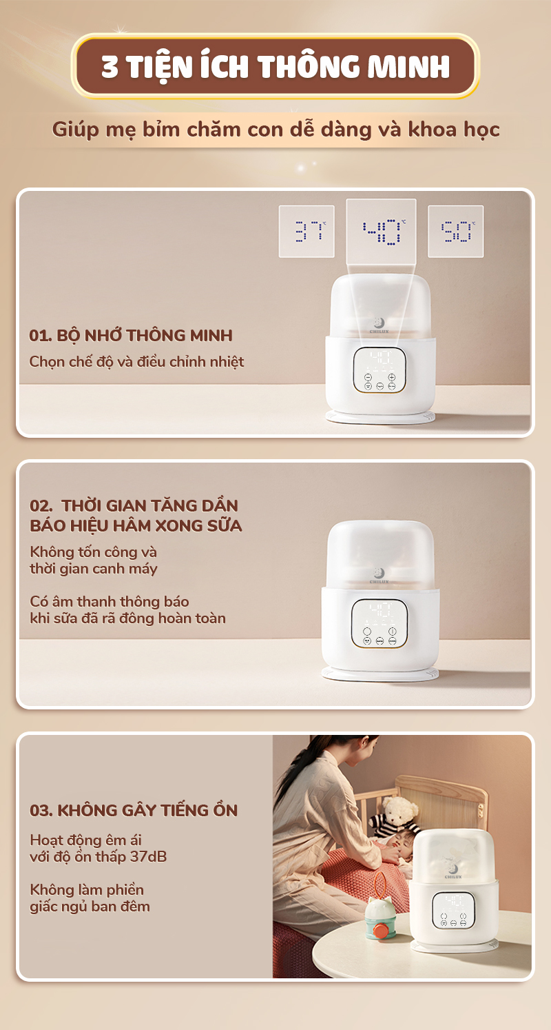 Mô tả Máy hâm sữa Chilux H5 - Điều chỉnh nhiệt độ thông minh, an toàn, tiện lợi - 10