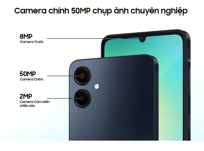 Mô tả Samsung Galaxy A06 4GB | 128GB - 6.7" 60Hz | Chip Mediatek Helio G85 - Camera 50MP - 5000mAh | Bảo hành độc quyền 2 năm - 7