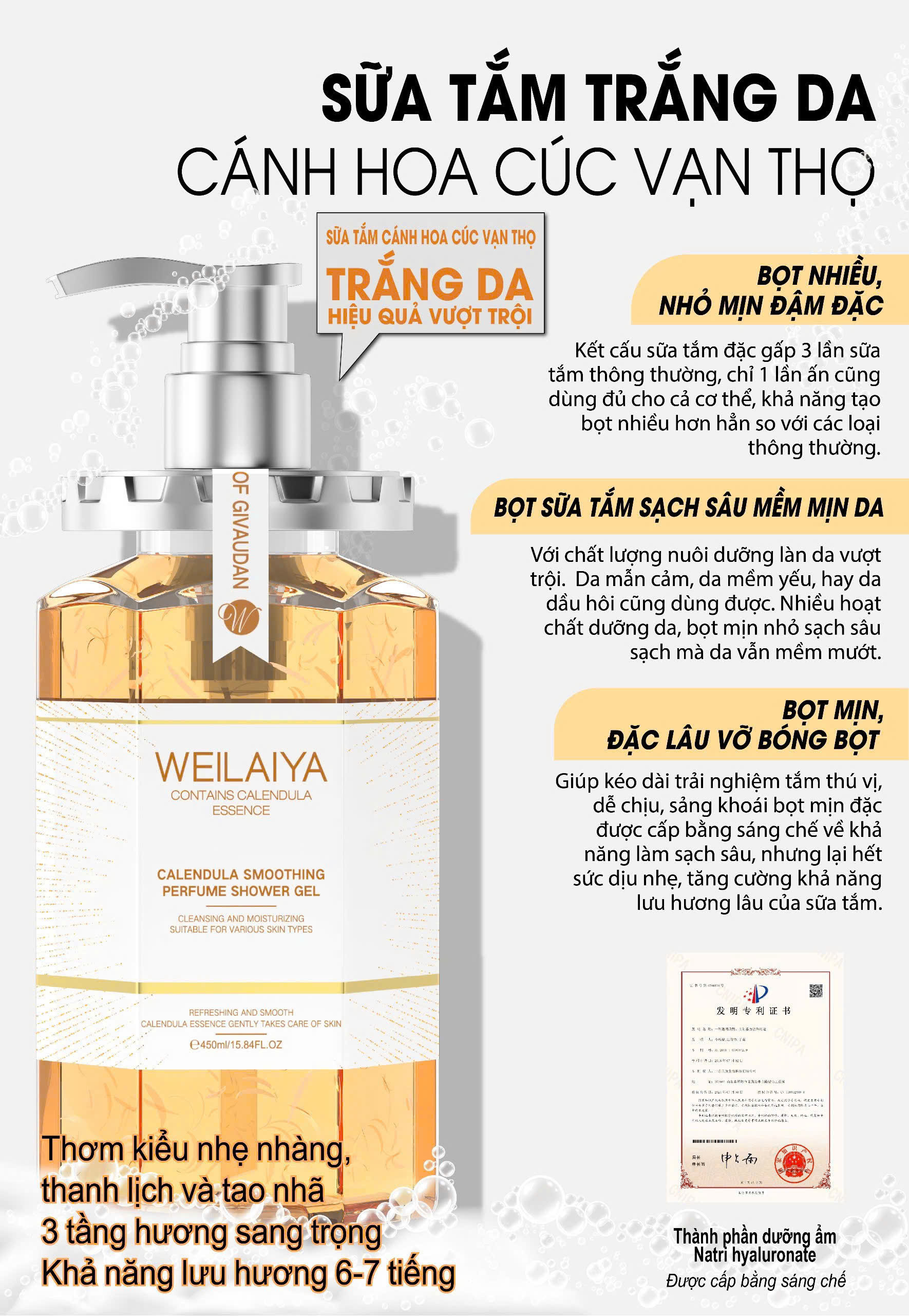 Mô tả Sữa Tắm Trắng Da Toàn Thân Niacinamide Weilaiya 450ml - Phù hợp cho mọi loại da - 2