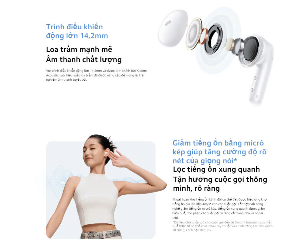 Mô tả Tai Nghe Không Dây Xiaomi Redmi Buds 6 Active - Chống ồn ENC - Hàng chính hãng - Bảo hành 6 tháng - 3