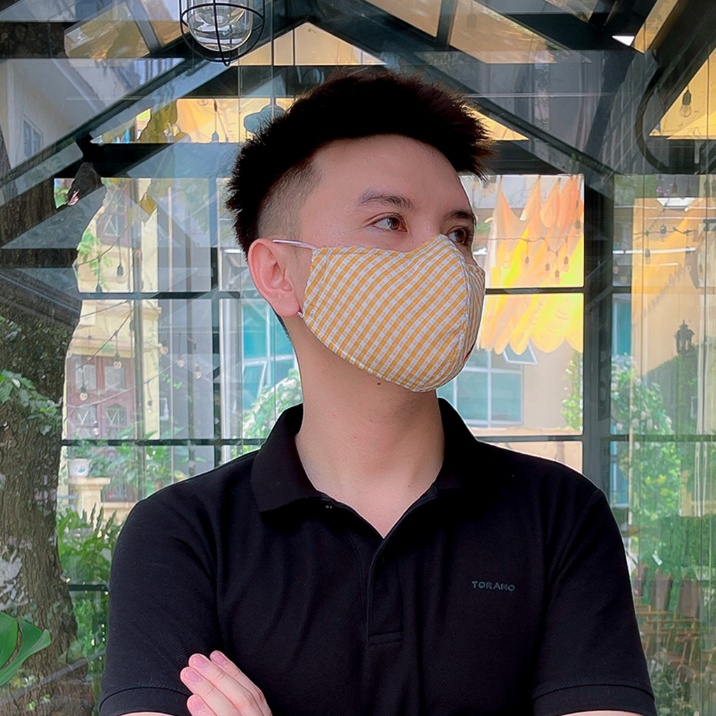 Mô tả Khẩu Trang Kissy Gia Đình Kẻ Caro Đủ Size Vải Cotton Sợi Hoạt Tính Chống Tia UV Ngăn Bụi Mịn PM 2.5 - 3