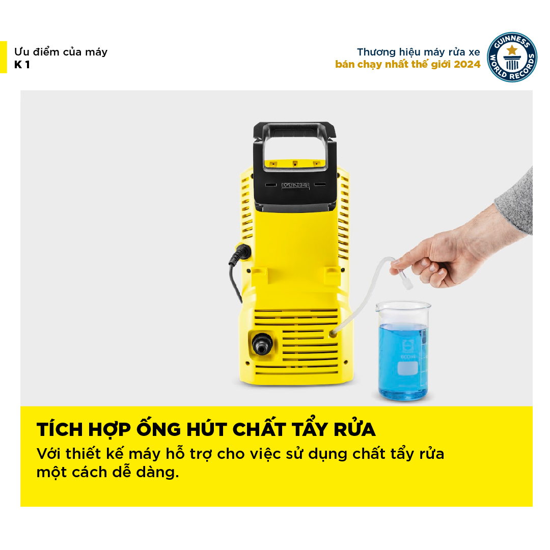 Mô tả Máy phun rửa áp lực cao Karcher K 1 - Công suất 850W, áp lực tối đa 90 bar - Làm sạch, vệ sinh xe máy, ban công - 3