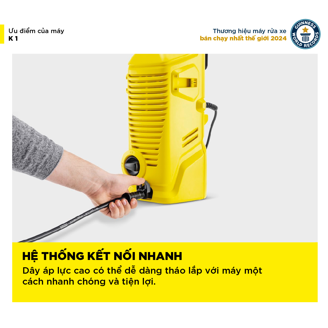 Mô tả Máy phun rửa áp lực cao Karcher K 1 - Công suất 850W, áp lực tối đa 90 bar - Làm sạch, vệ sinh xe máy, ban công - 5