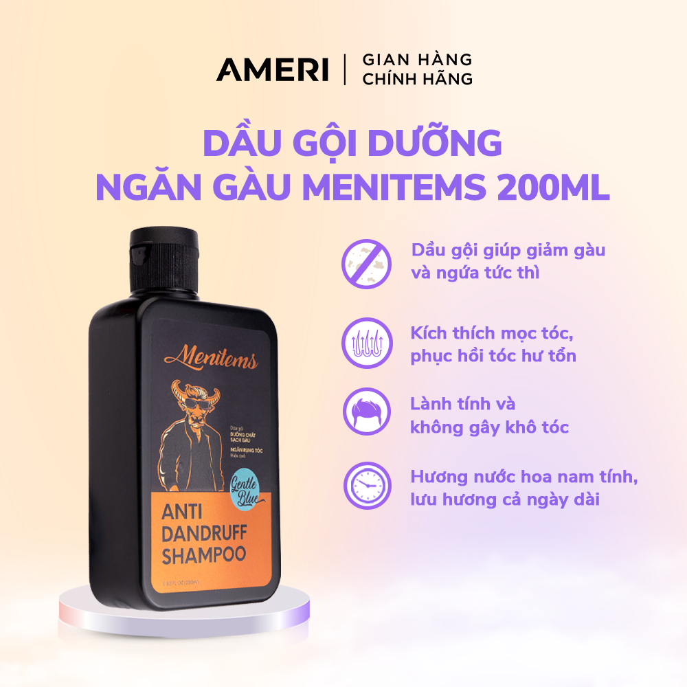 Mô tả Dầu gội hỗ trợ ngăn gàu Menitems, dầu gội đầu giúp giảm ngứa, hết nhờn, kích thích mọc tóc lưu hương nước hoa cấp - 1