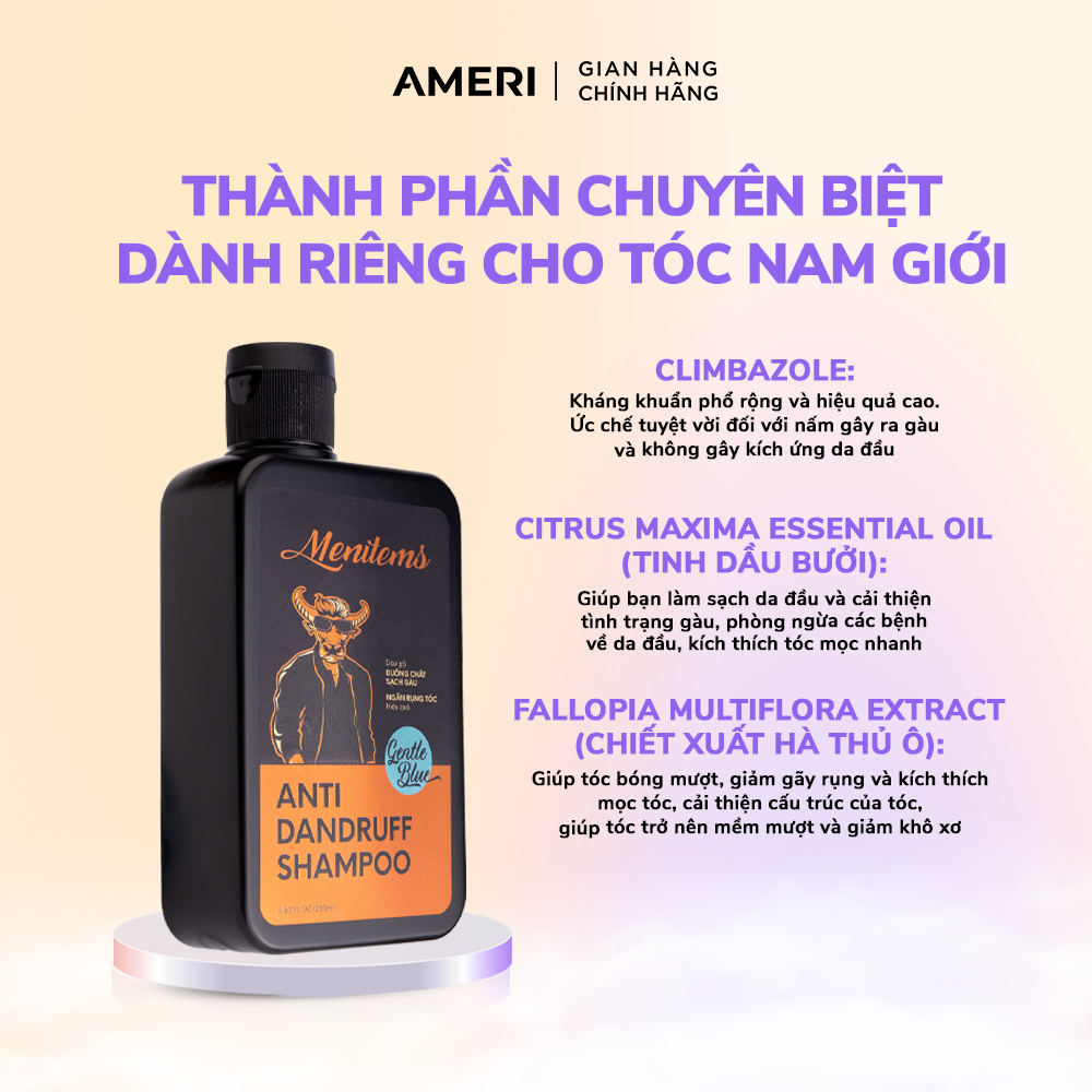 Mô tả Dầu gội hỗ trợ ngăn gàu Menitems, dầu gội đầu giúp giảm ngứa, hết nhờn, kích thích mọc tóc lưu hương nước hoa cấp - 3