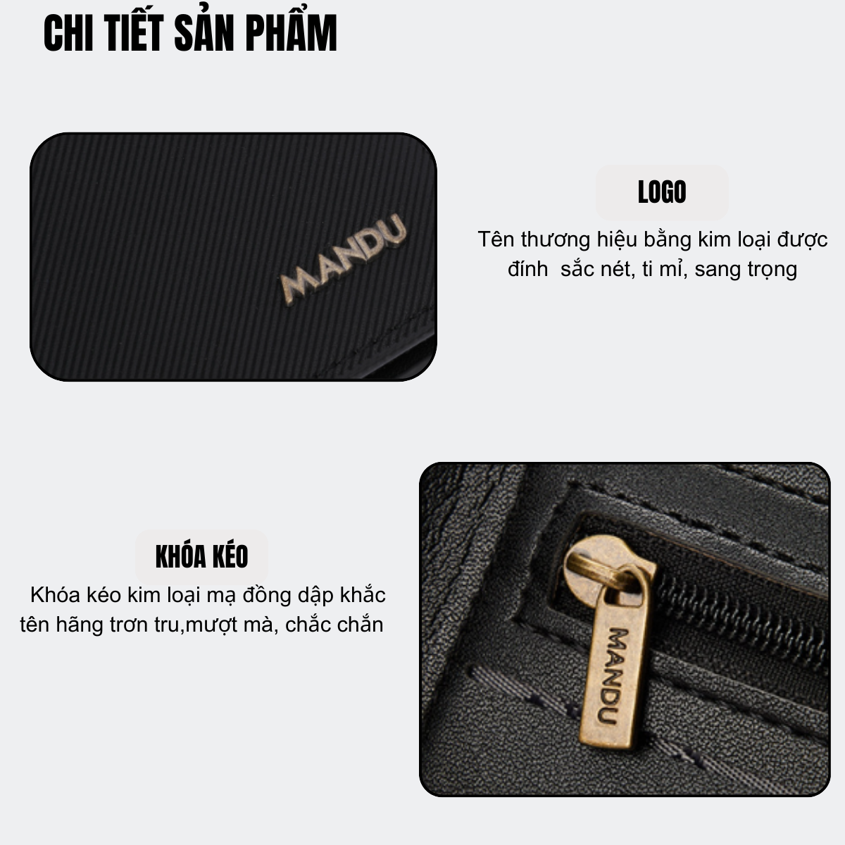 Ví Nam MANDU MD02 - Chi tiết logo
