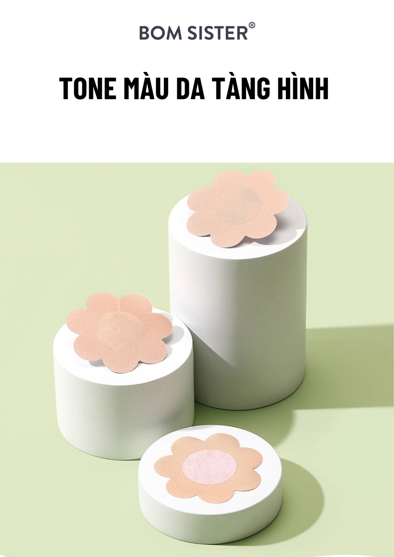 Mô tả 5 cặp dán nhũ vải trơn hình hoa BOM SISTER D012 - 1
