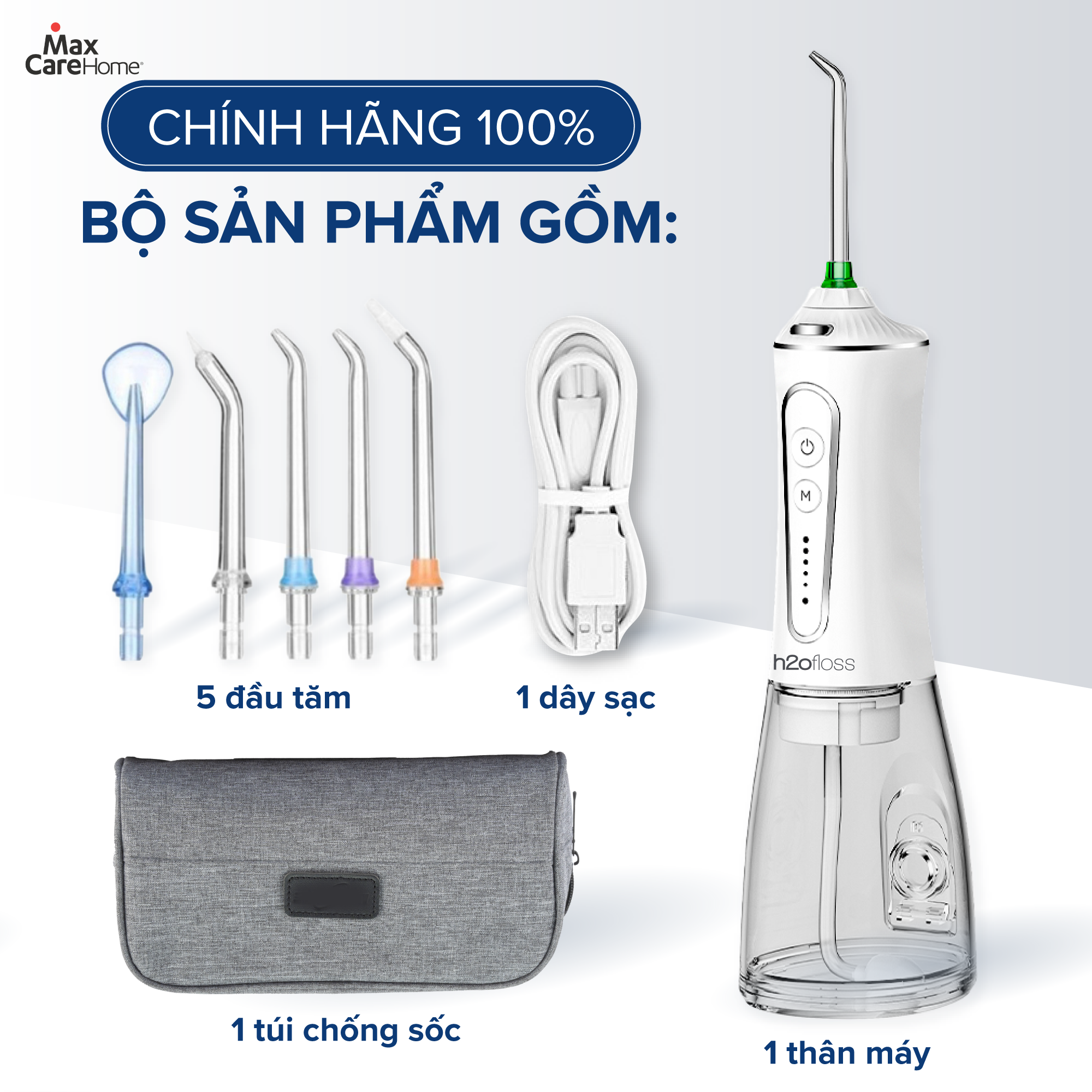Mô tả Máy Tăm Nước H2OFloss HF6P HF9P [Mẫu Mới] Cải tiến công nghệ tia nước sạch X4 Lần - Đổi mới 12 tháng, Kèm túi đựng máy - 5