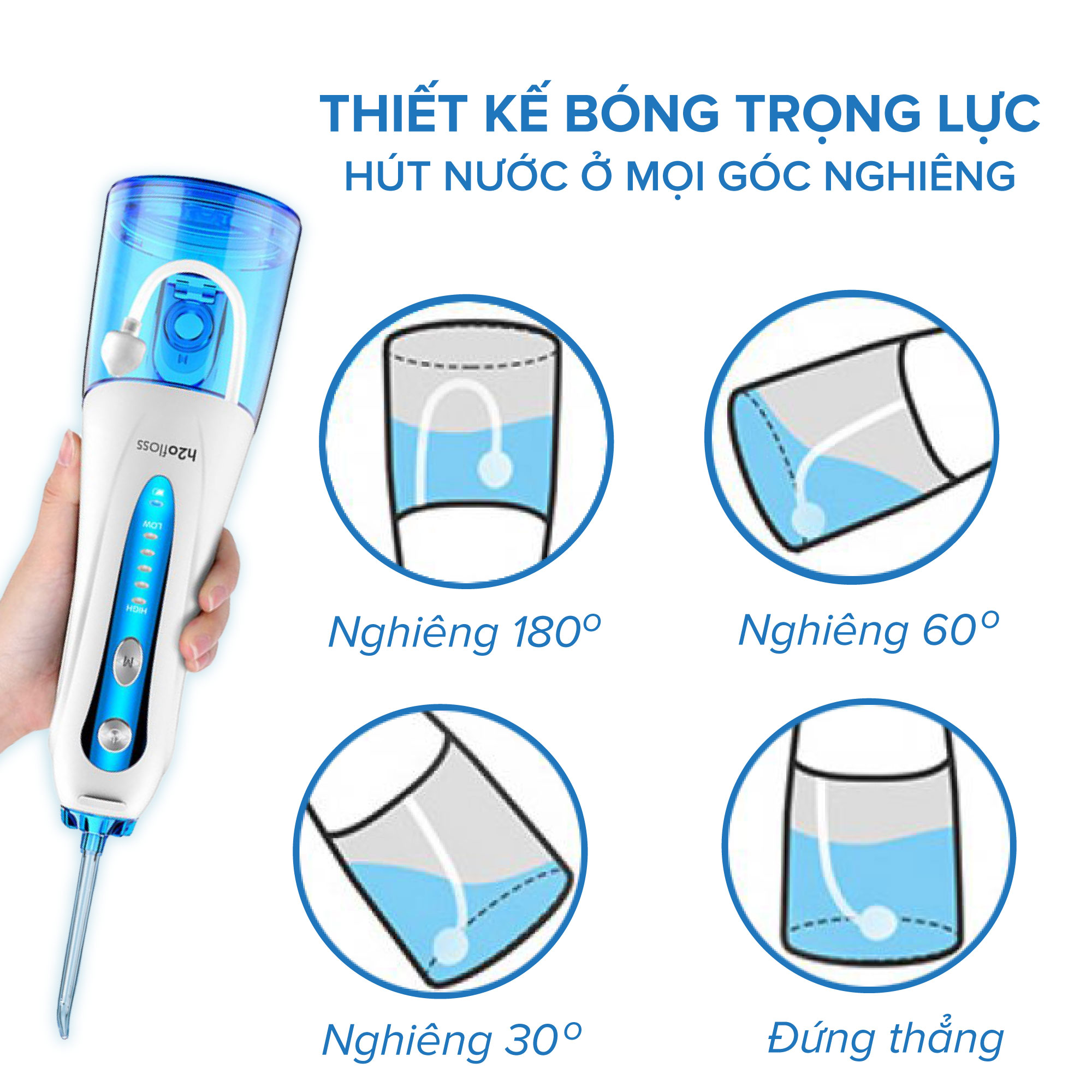 Mô tả Máy Tăm Nước H2OFloss HF6P HF9P [Mẫu Mới] Cải tiến công nghệ tia nước sạch X4 Lần - Đổi mới 12 tháng, Kèm túi đựng máy - 8