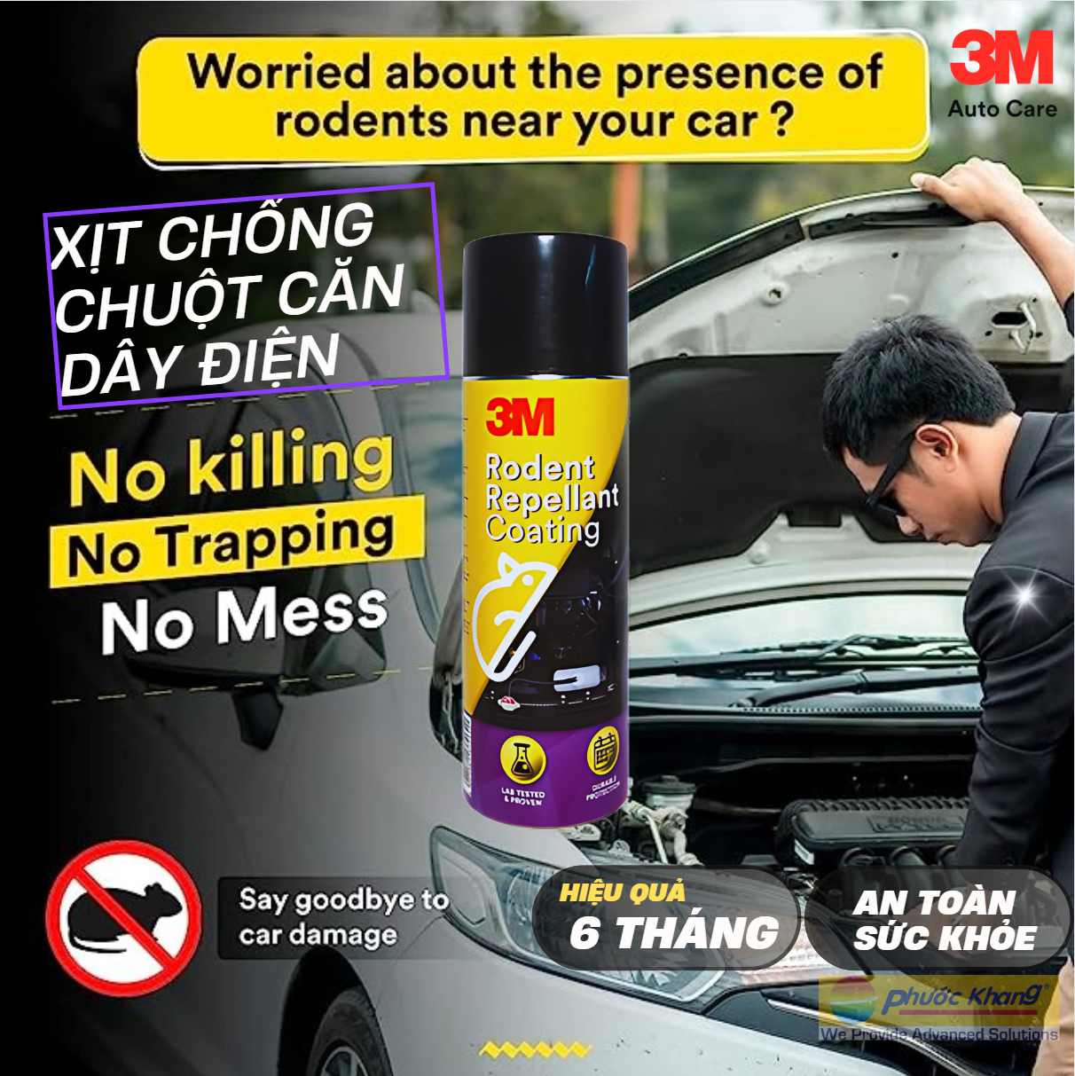 Mô tả Chai Xịt Chống Chuột căn dây điện khoang máy oto - 3M™ Rodent Repellant Coating 250G - 1