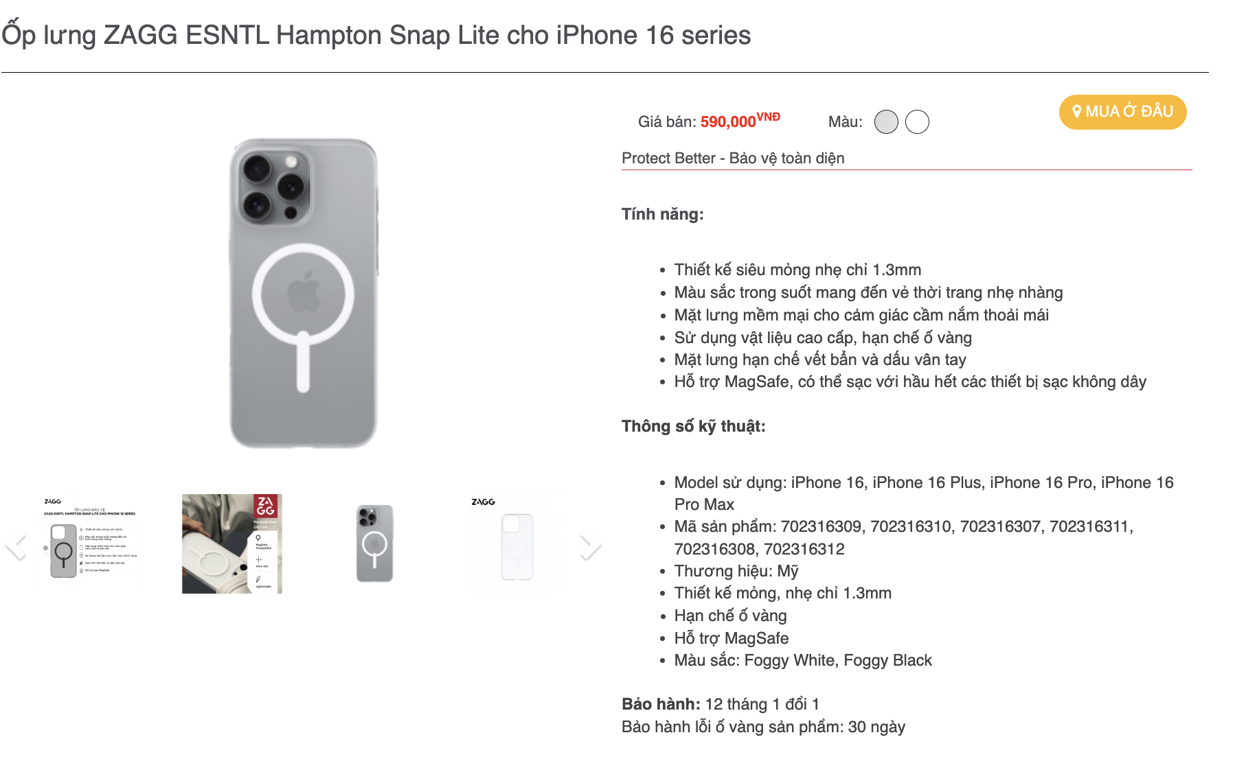 Mô tả Ốp lưng bảo vệ chống sốc lên tới 1.5 ZAGG Hampton Magsafe bảo hành 1 năm 1 đổi 1 - 5