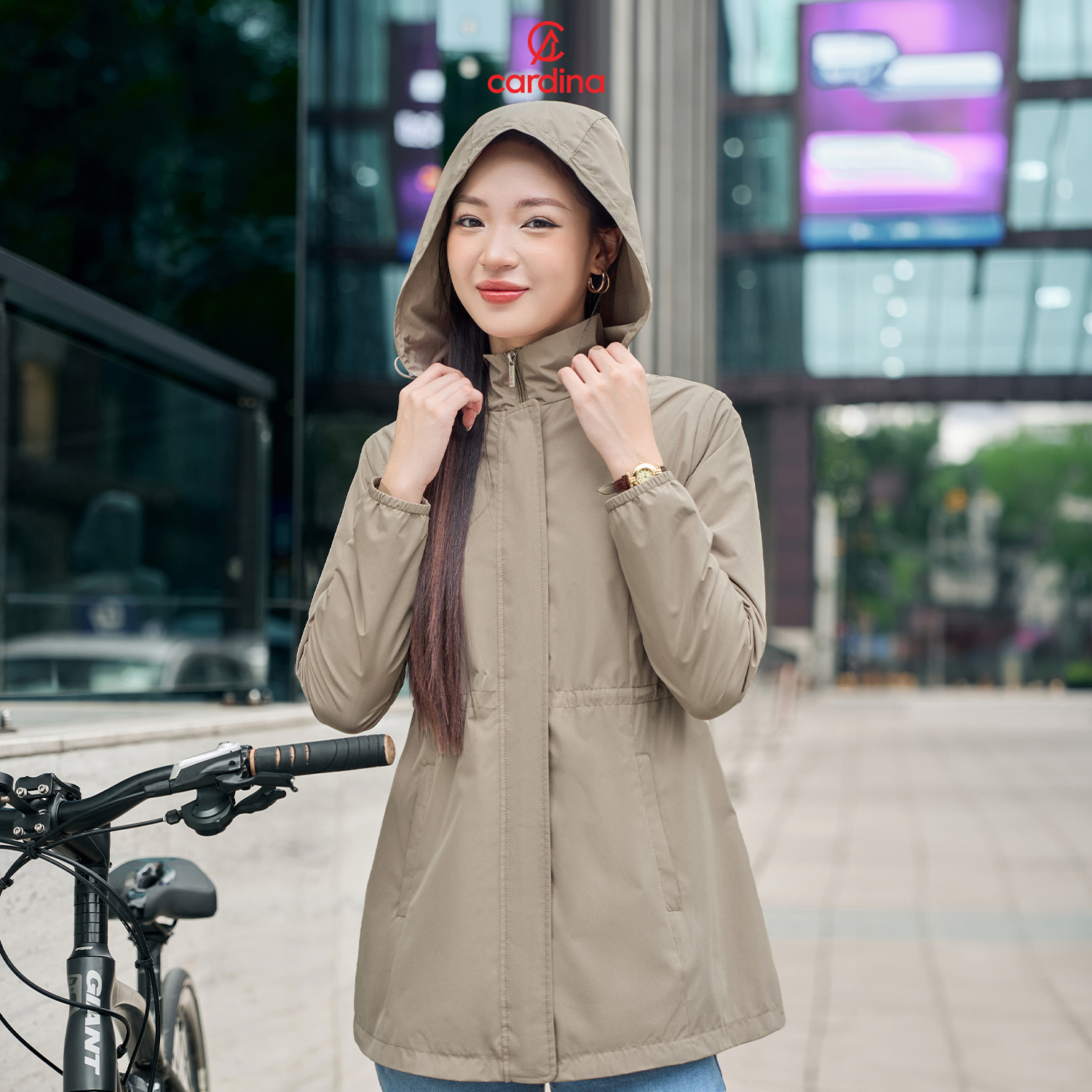 Mô tả Áo khoác jacket nữ An Lành CARDINA chất liệu gió tráng nhựa 50D cản gió cản nước kiểu dáng trẻ trung 4JKF02 - 8