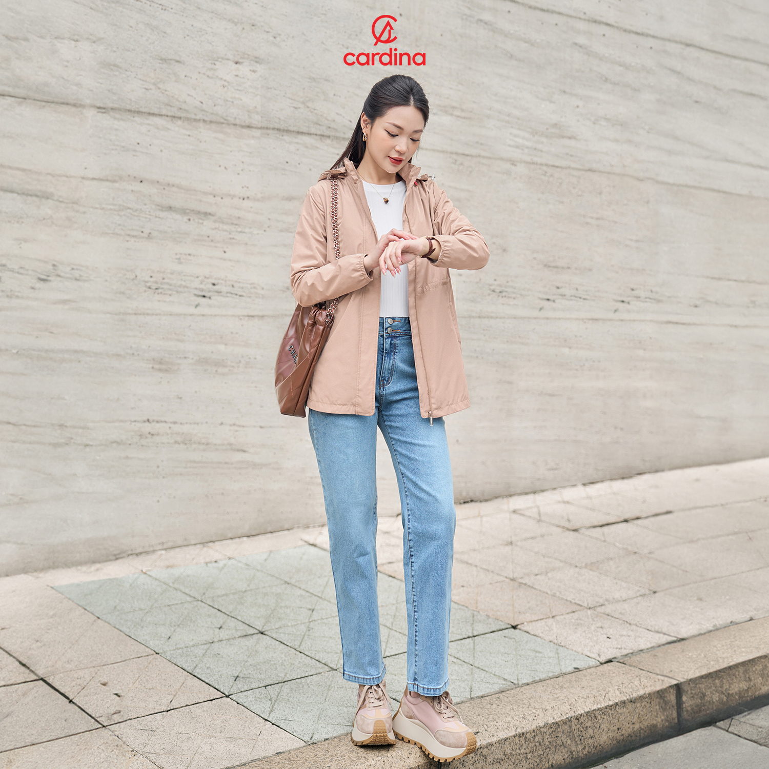 Mô tả Áo khoác jacket nữ An Lành CARDINA chất liệu gió tráng nhựa 50D cản gió cản nước kiểu dáng trẻ trung 4JKF02 - 9