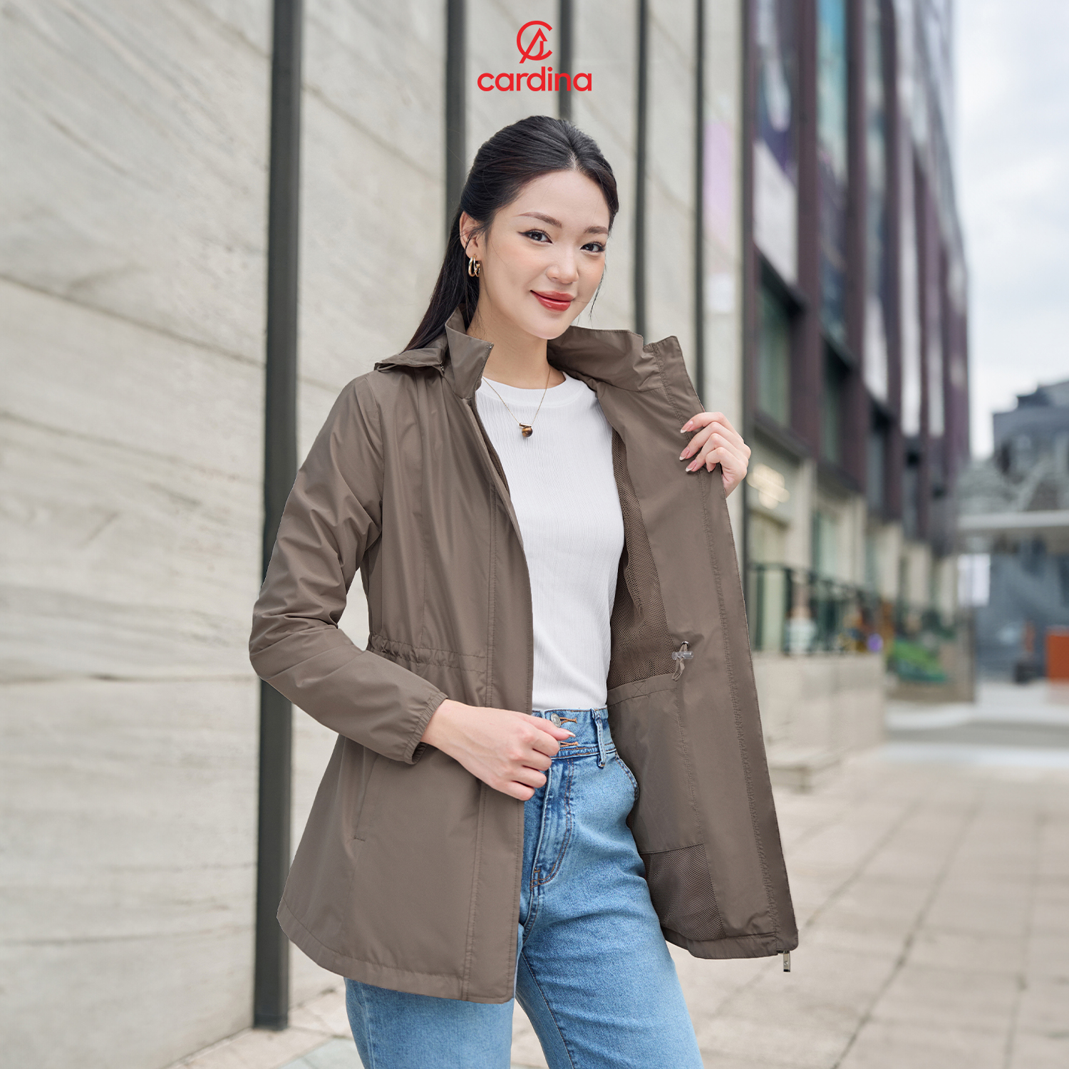 Mô tả Áo khoác jacket nữ An Lành CARDINA chất liệu gió tráng nhựa 50D cản gió cản nước kiểu dáng trẻ trung 4JKF02 - 10