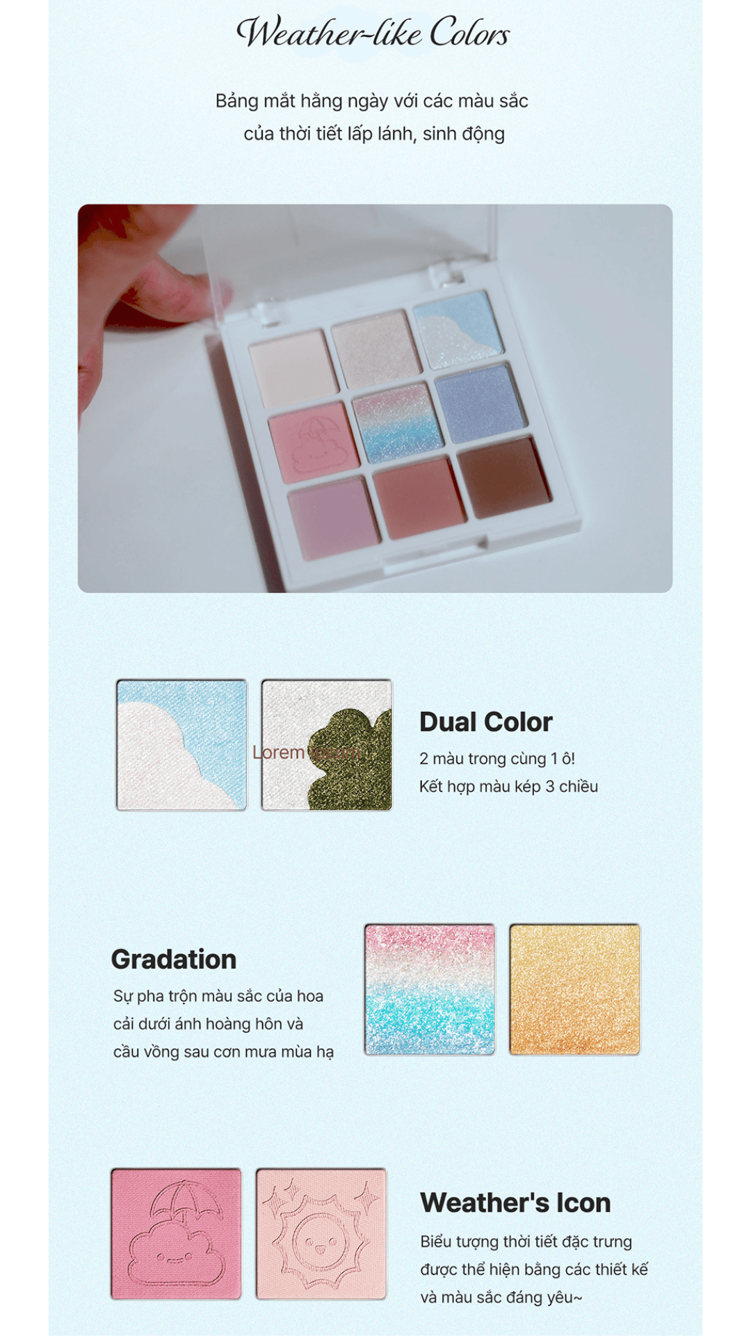 Mô tả Bảng Phấn Mắt 9 Ô Màu Có Highlight Black Rouge Colordation Mood Palette - Weather Zip - 9